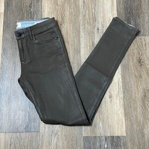 HABITUAL Gray Eve High Rise Skinny Wax Coated Pants Warm Stone Size 26